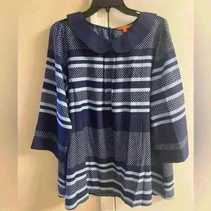 ModCloth navy blue pull over blouse granny core Peter Pan collar. Sz 1X. NWOT